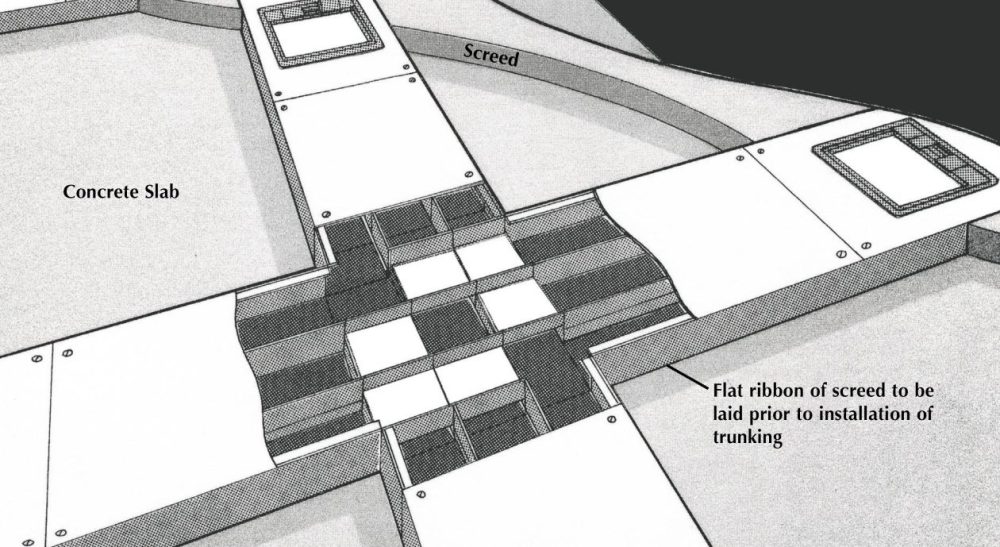 diagram showing flush floor trunking layout