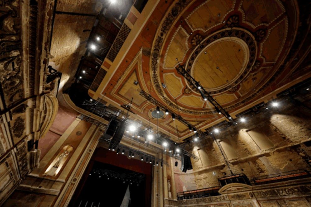 view looking up at lighting in Alexandra Palace