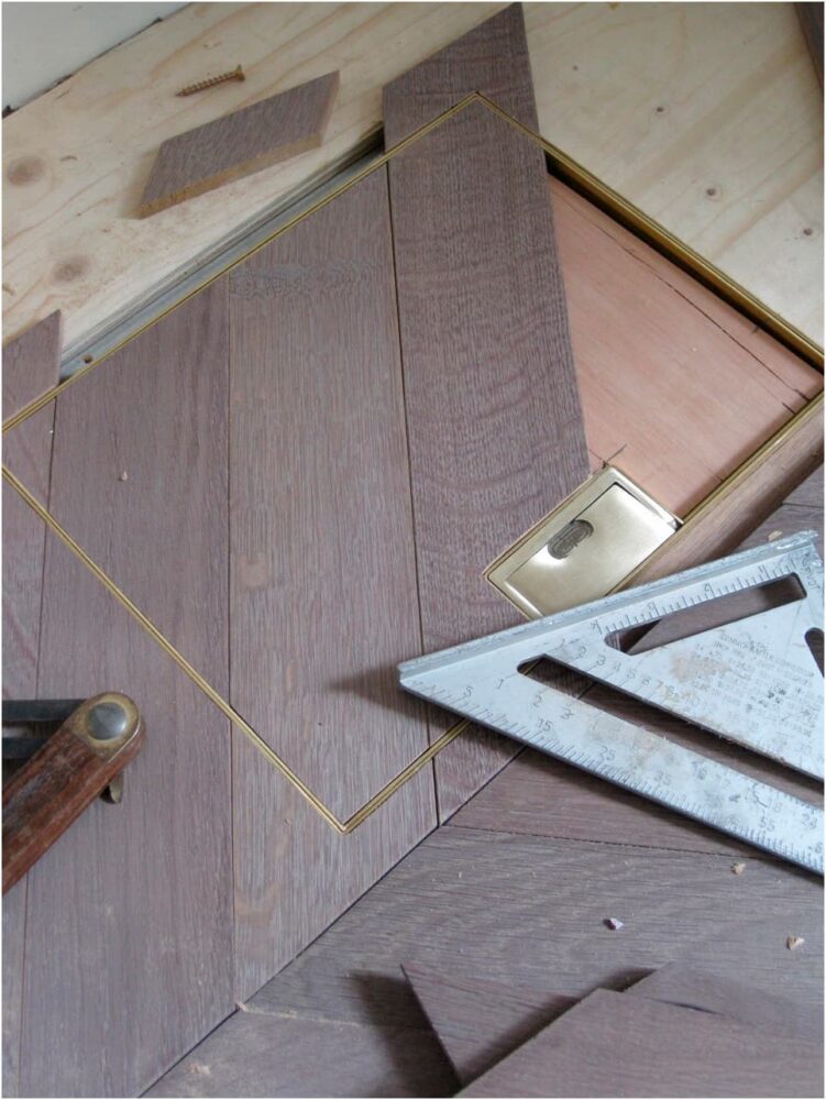 bespoke wood floor box in process of being made