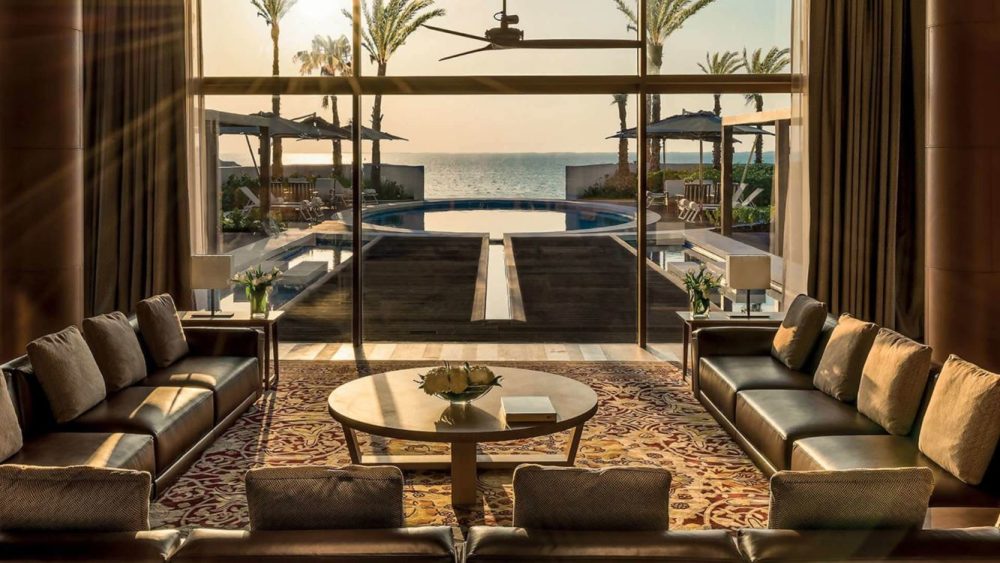 inside of a room in the Bulgari penthouse