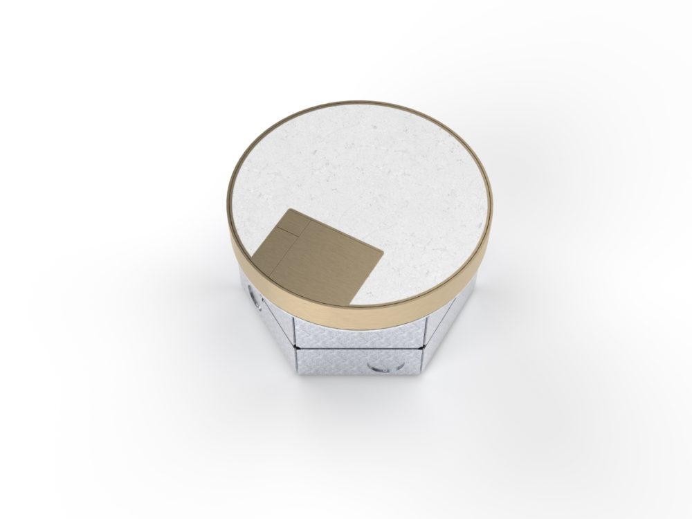 standalone round elegant brass satin bronze stone floor box