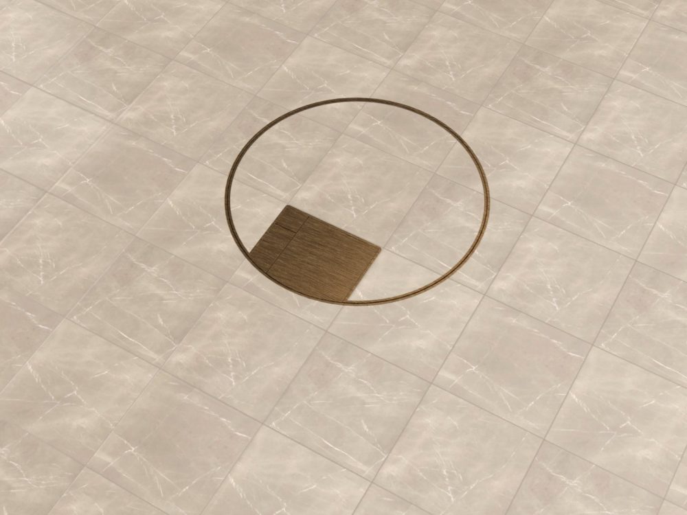 Antique Bronze round stone tile floor box