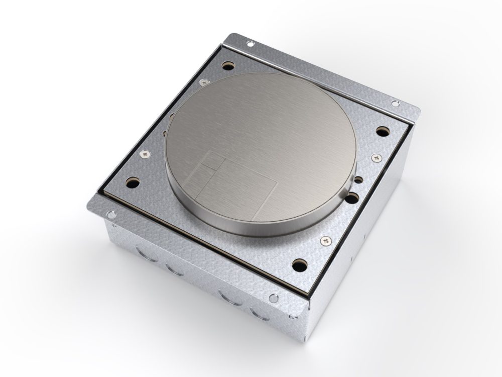 standalone flat round stainless steel floor box